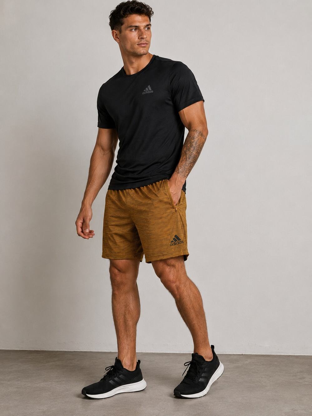 Adidas Aeroready Training Shorts Mens Medium Bronze Mesh Zip Pocket NWT